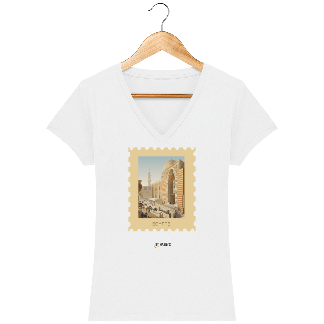Femme>Tee-shirts - T-Shirt Femme Col V <br> Timbre Egypte