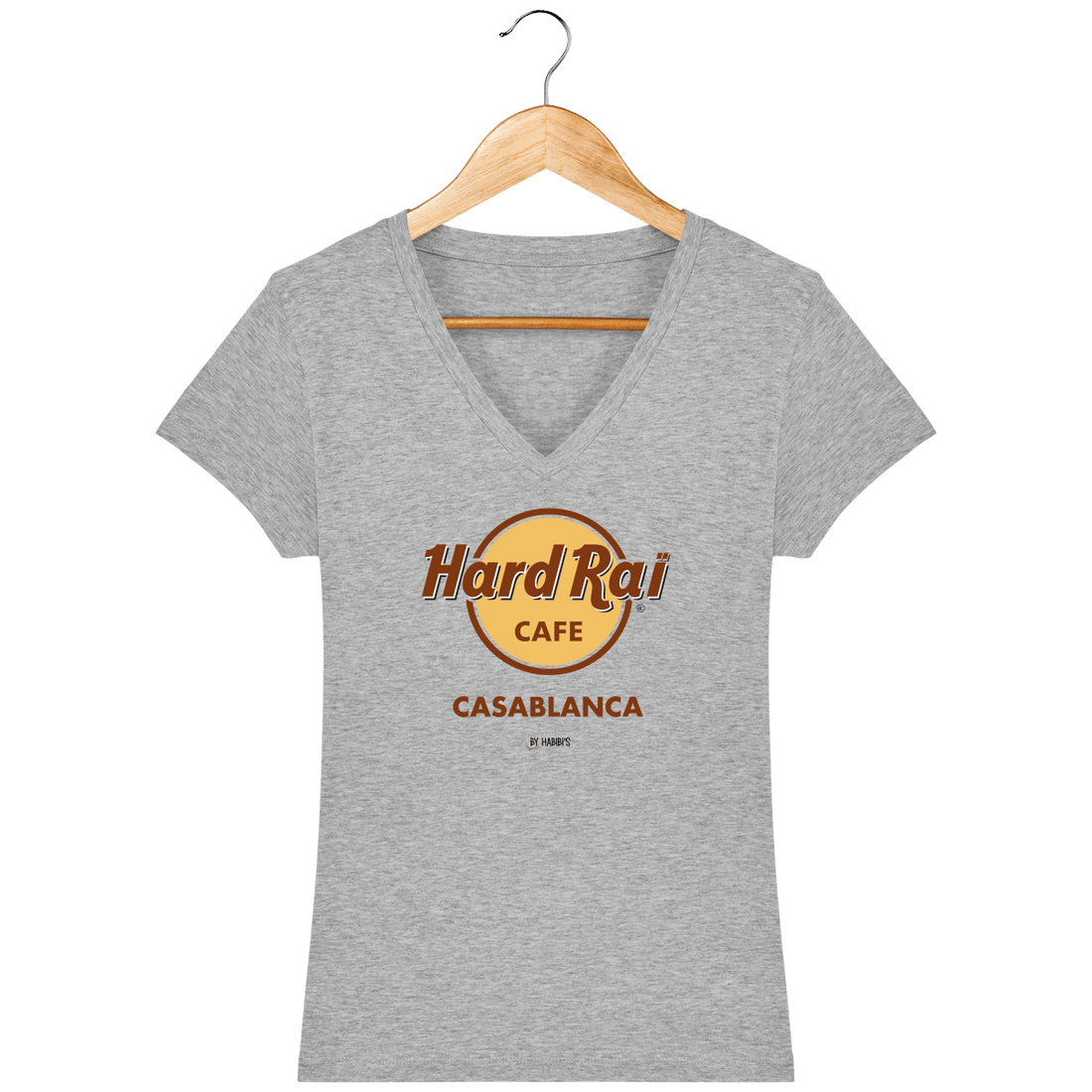 Femme>Tee-shirts - T-Shirt Femme Col V  <br> Hard Raï Casablanca
