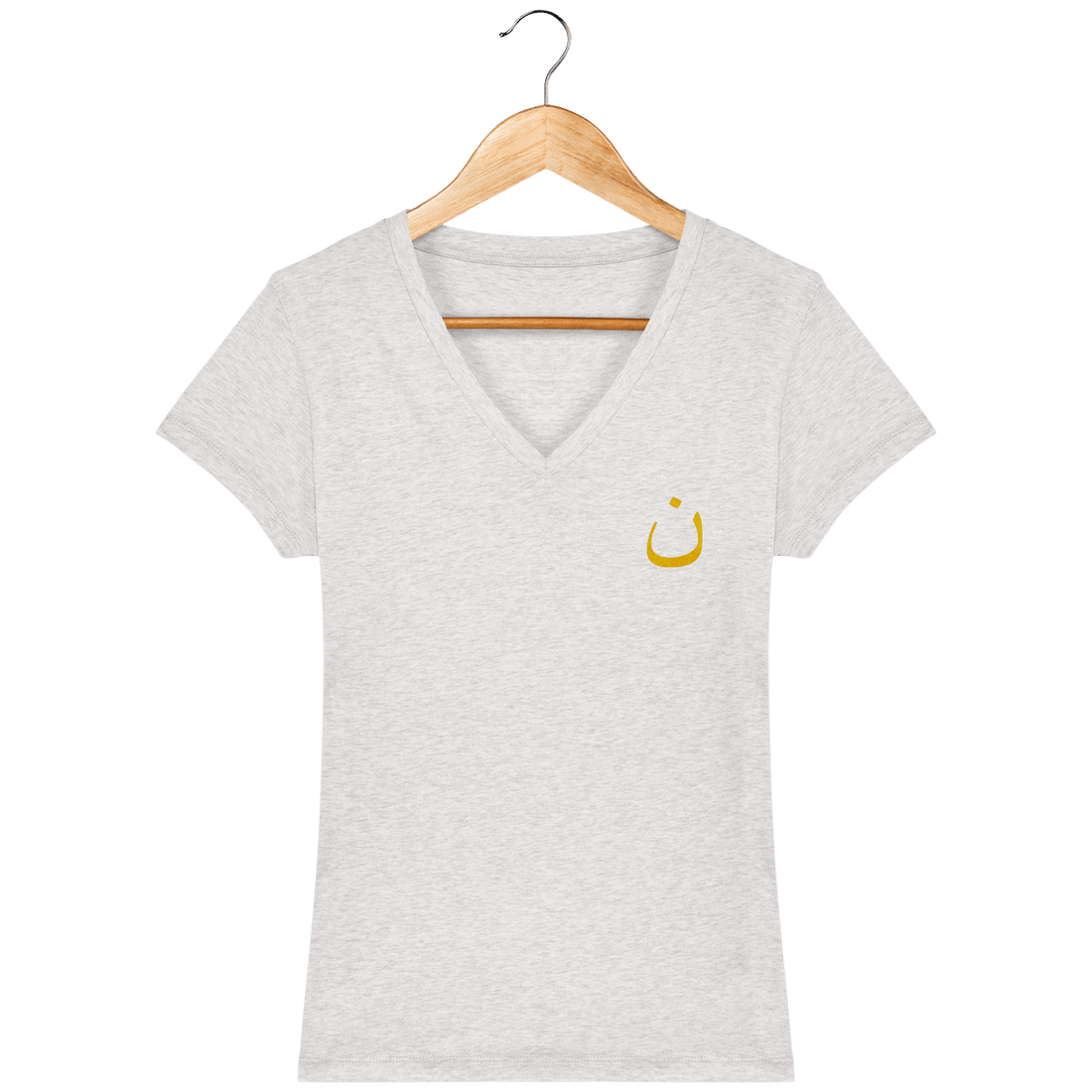 Femme>Tee-shirts - T-Shirt Femme Col V <br> Lettre Arabe Noun