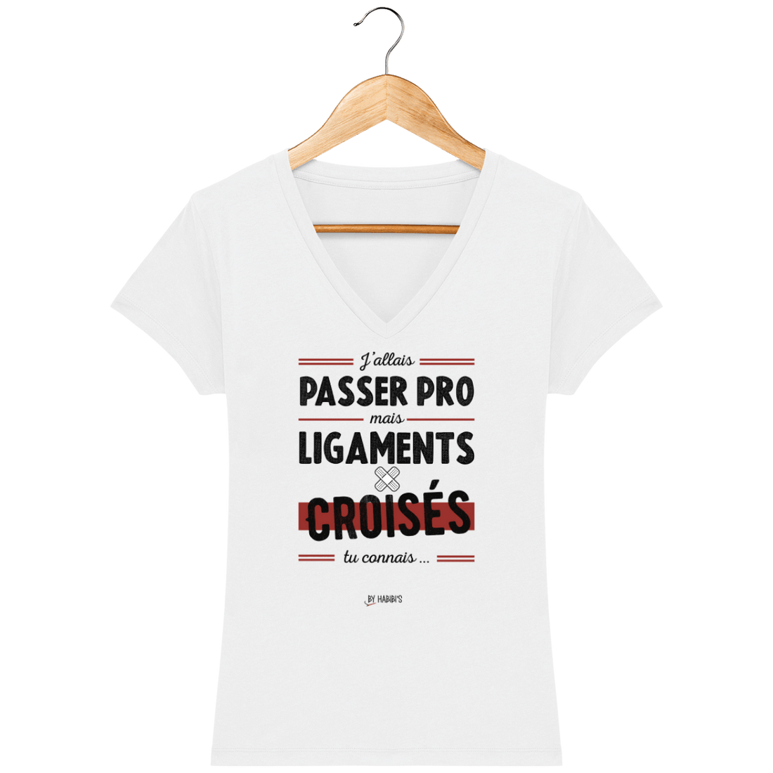 Femme>Tee-shirts - T-Shirt Femme Col V <br> Ligaments Croisés