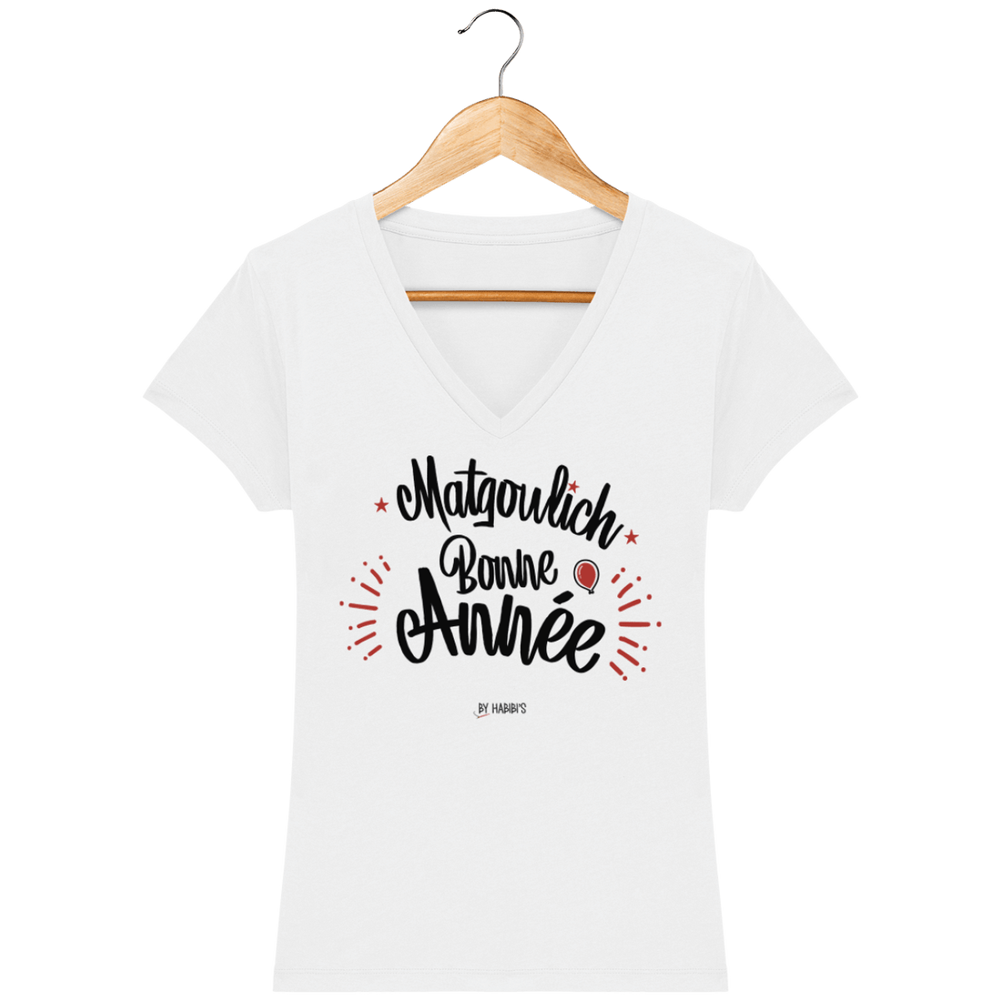 Femme>Tee-shirts - T-Shirt Femme Col V <br> Matgoulich Bonne Année