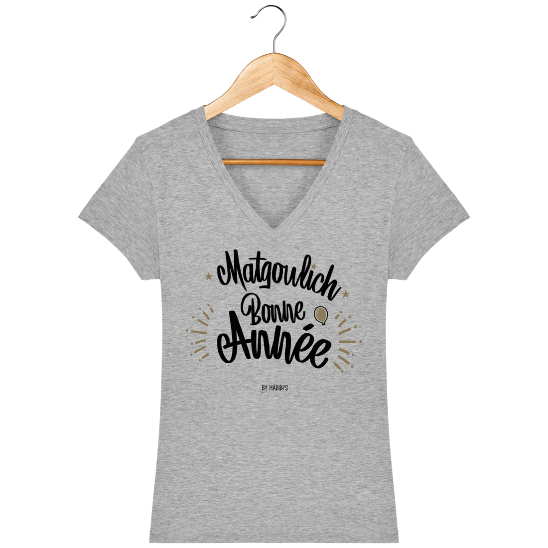 Femme>Tee-shirts - T-Shirt Femme Col V <br> Matgoulich Bonne Année