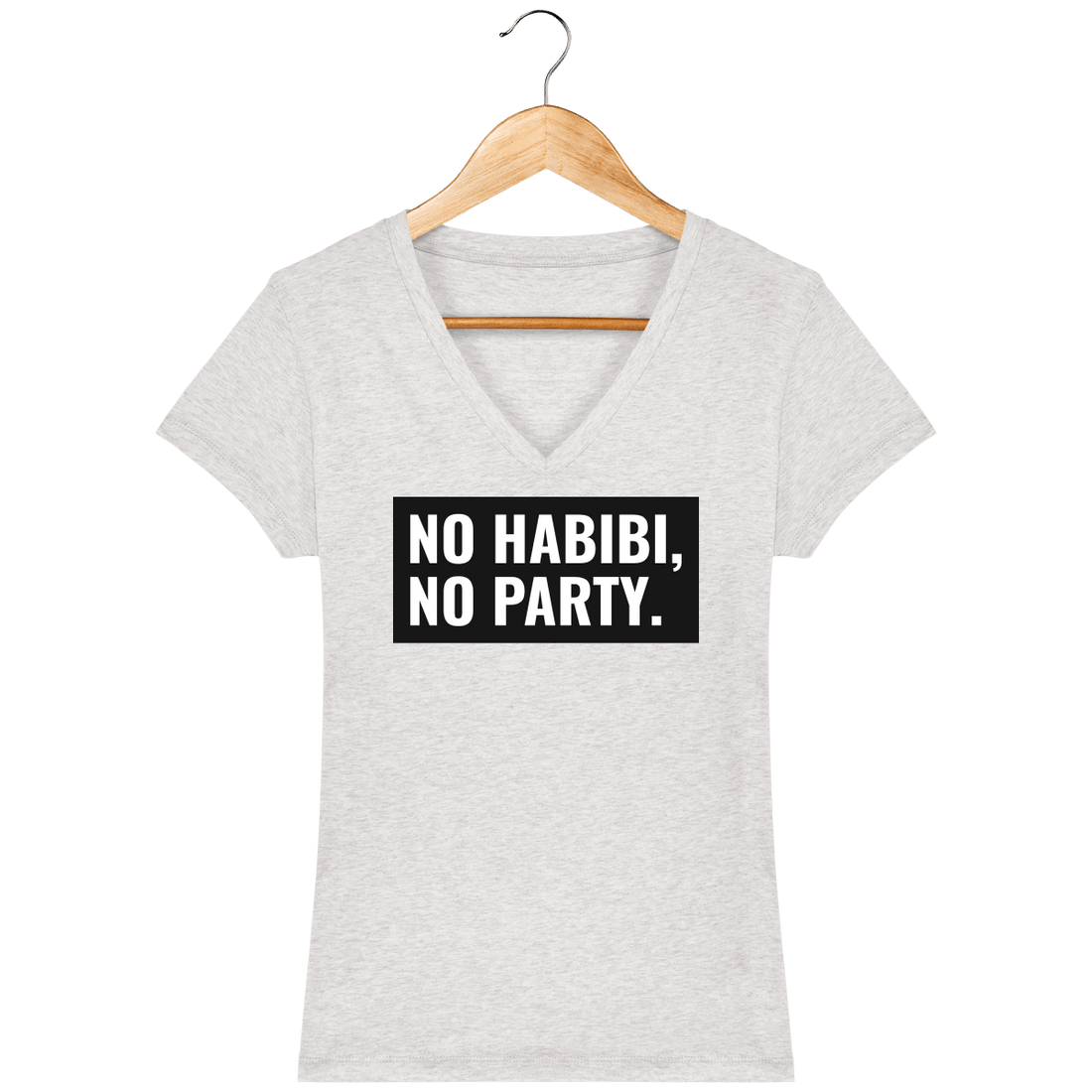 Femme>Tee-shirts - T-Shirt Femme Col V <br> No Habibi No Party