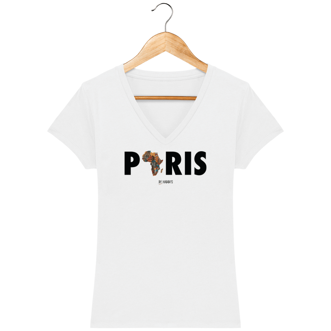 Femme>Tee-shirts - T-Shirt Femme Col V <br> Paris
