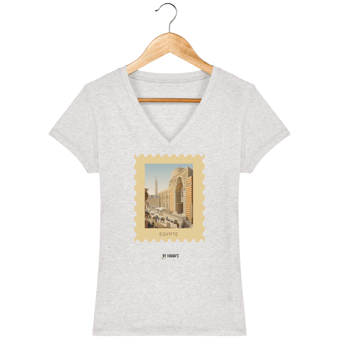 Femme>Tee-shirts - T-Shirt Femme Col V <br> Timbre Egypte