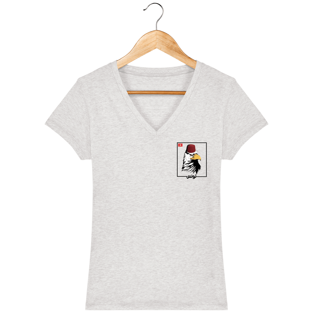 Femme>Tee-shirts - T-Shirt Femme Col V Fanion Aigles De Carthage Tunisie