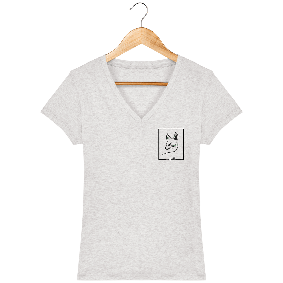 Femme>Tee-shirts - T-Shirt Femme Col V Fanion Fennec Algérie 2022