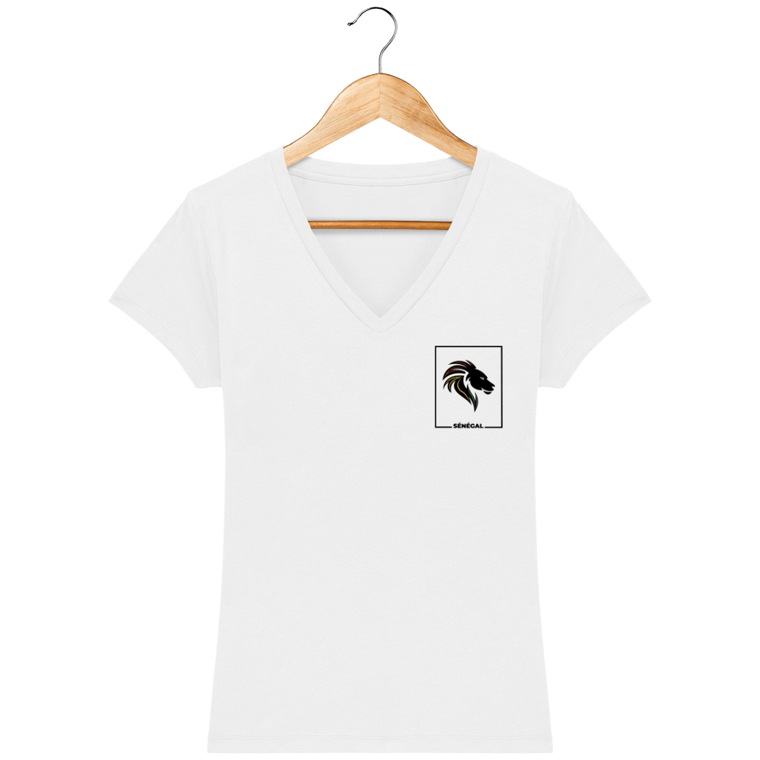 Femme>Tee-shirts - T-Shirt Femme Col V Fanion Lions De La Teranga 2022