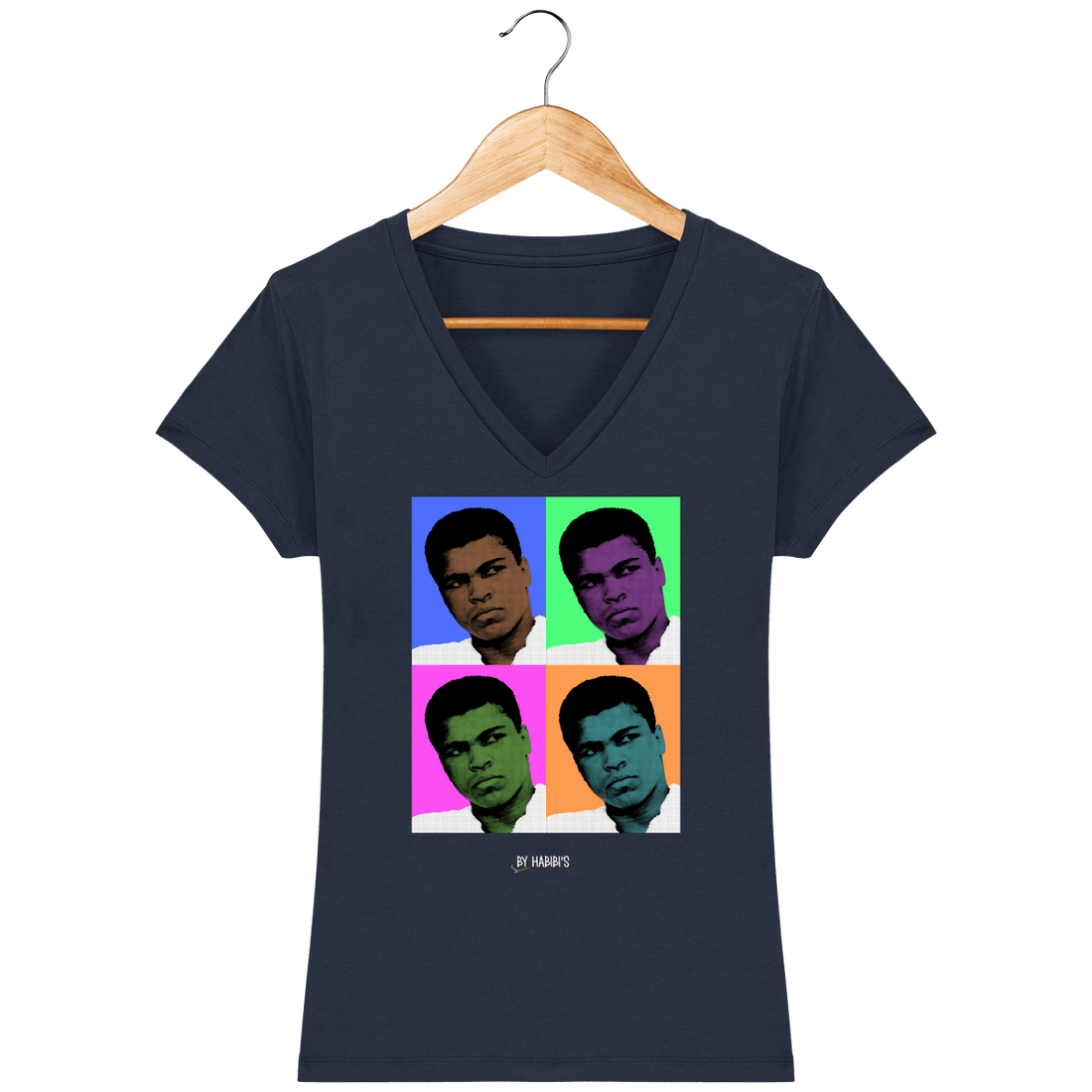 Femme>Tee-shirts - T-Shirt Femme Col V Pop Art Mohamed Ali