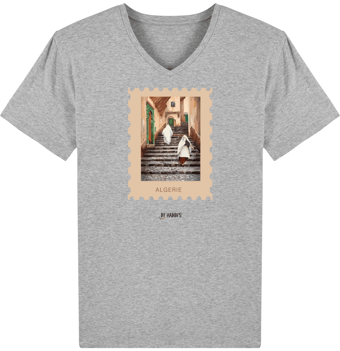 Homme>Tee-shirts - T-Shirt Homme Col V <br> Timbre Algérie