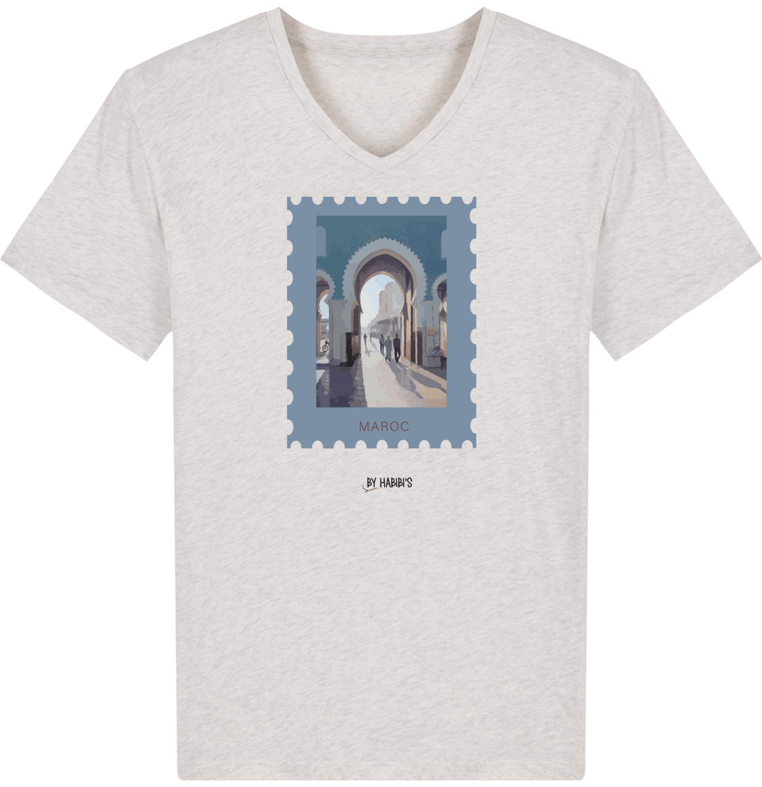 Homme>Tee-shirts - T-Shirt Homme Col V <br> Timbre Maroc