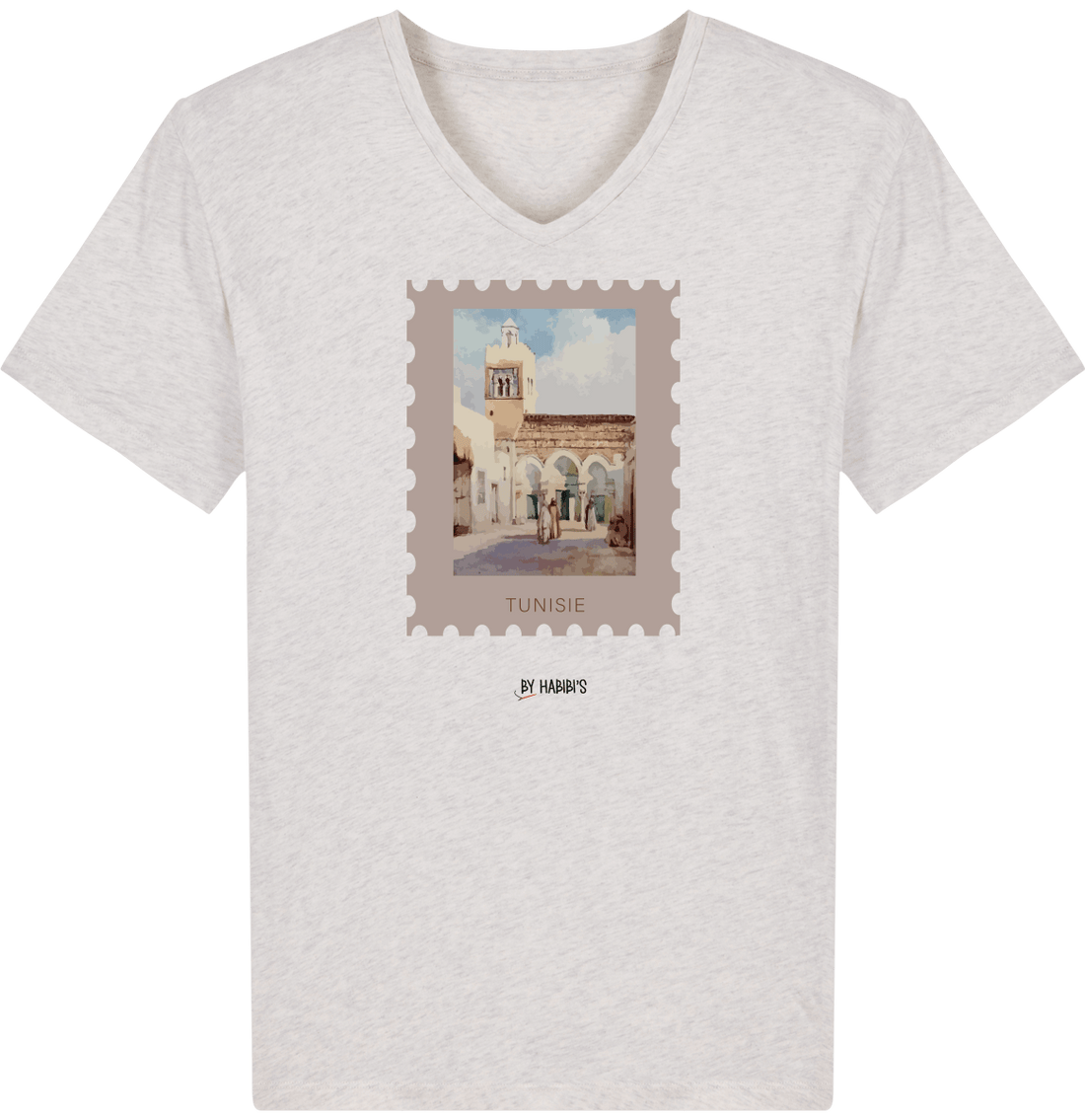 Homme>Tee-shirts - T-Shirt Homme Col V <br> Timbre Tunisie