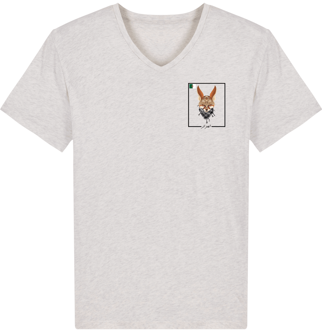 Homme>Tee-shirts - T-Shirt Homme Col V Fanion Fennec Algérie