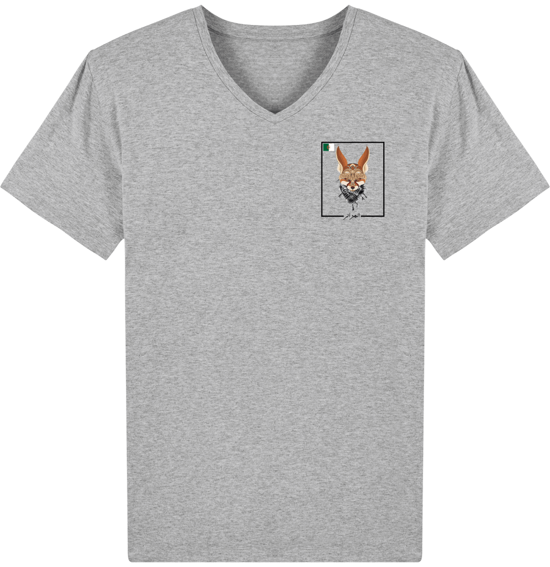 Homme>Tee-shirts - T-Shirt Homme Col V Fanion Fennec Algérie