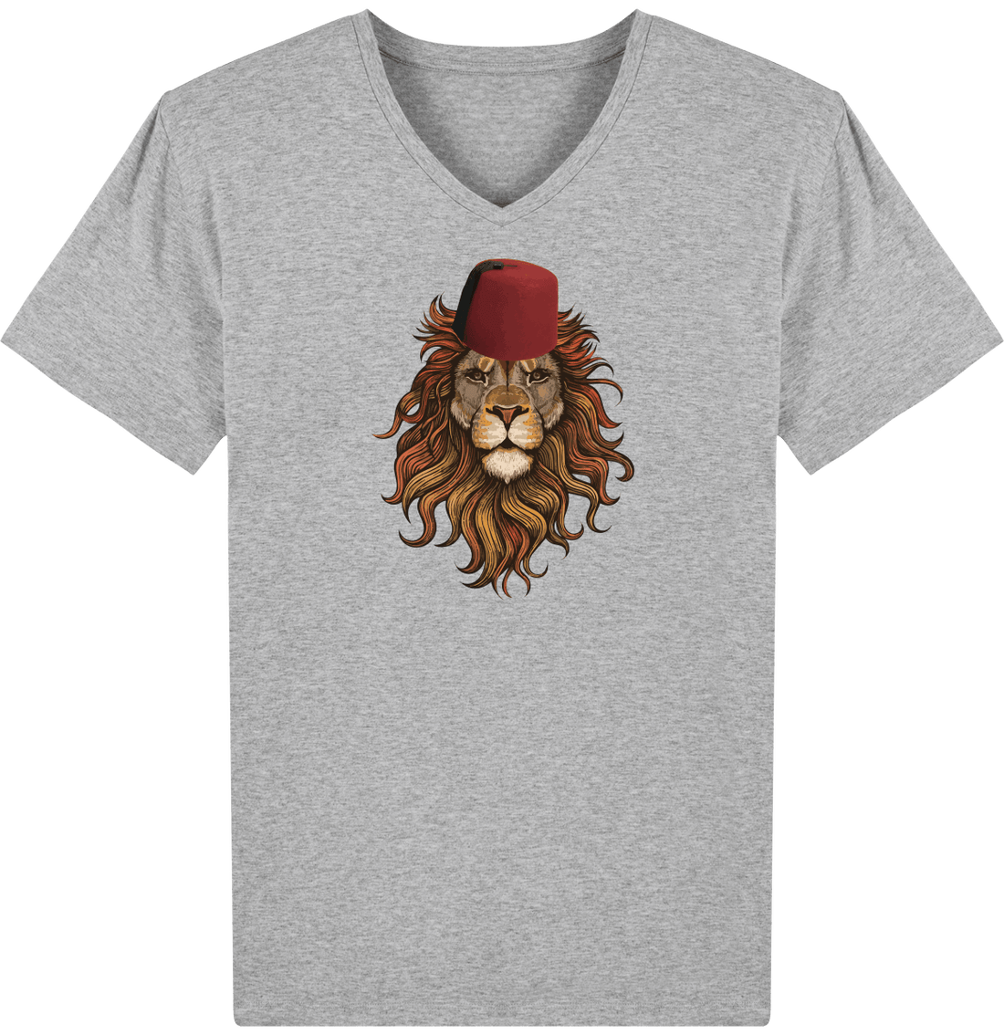 Homme>Tee-shirts - T-Shirt Homme Col V Lion De L'Atlas Maroc