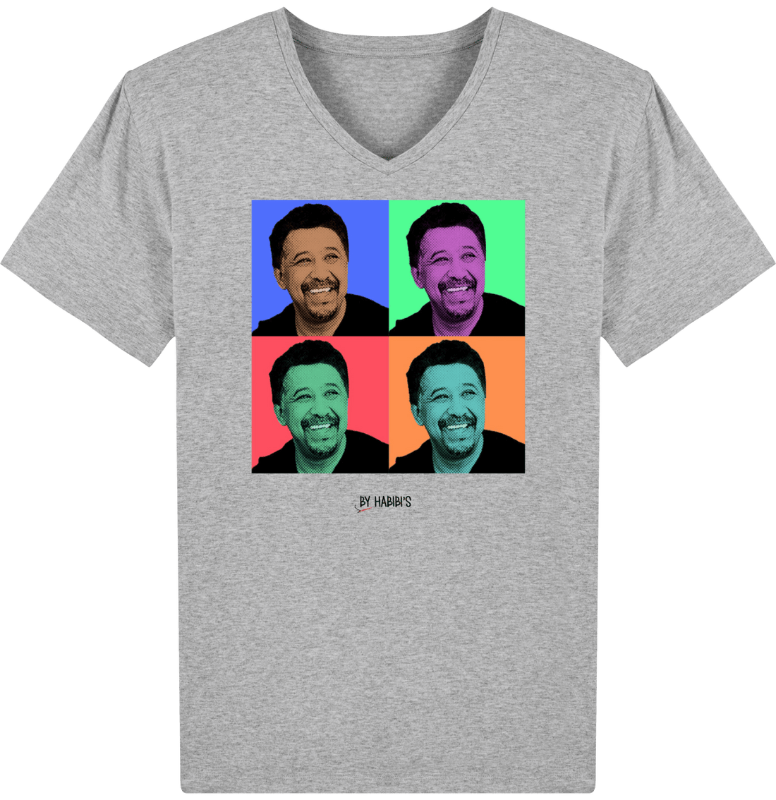 Homme>Tee-shirts - T-Shirt Homme Col V Pop Art Cheb Khaled