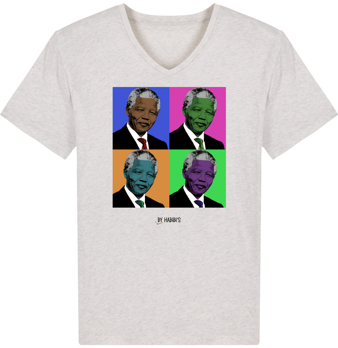 Homme>Tee-shirts - T-Shirt Homme Col V Pop Art Nelson Mandela